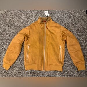 Suede Bomber Jacket in Caramel